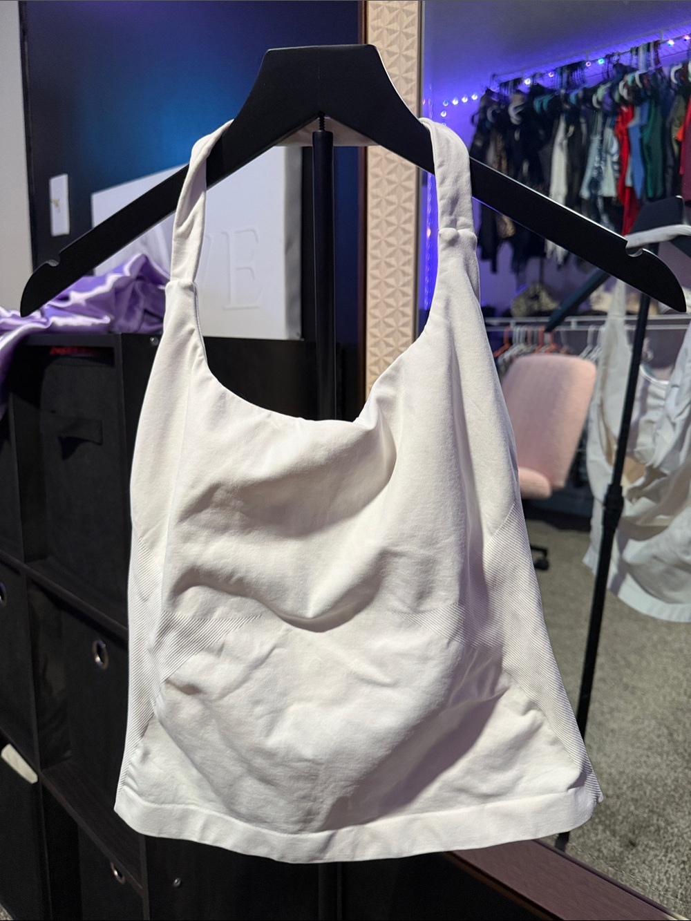 White Women's Halter Tank Top - Minimal Halter Neck